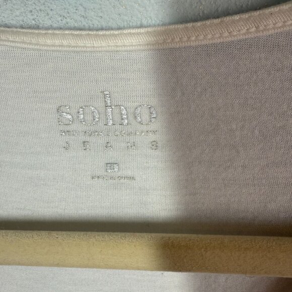 Soho Women Wrap Long Sleeve Knit Top Medium Ivory Lace Collar Lightweight Relaxe - Picture 10 of 12